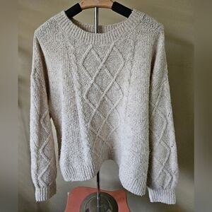 Lucky Brand Cable Knit Crew Neck Sweater – Cream/Beige – Size XL
